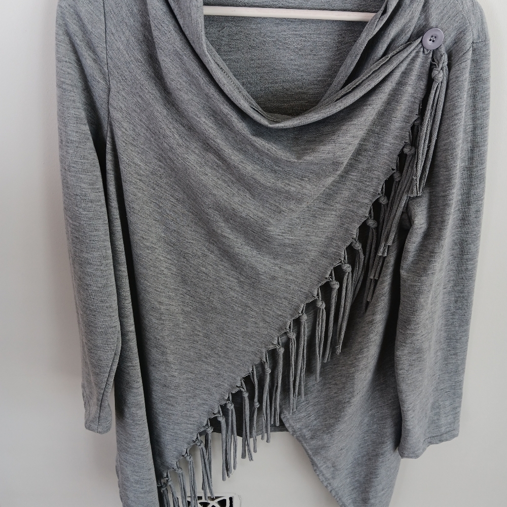 Cozy Light Gray Asymmetrical Cardigan Women's M/L